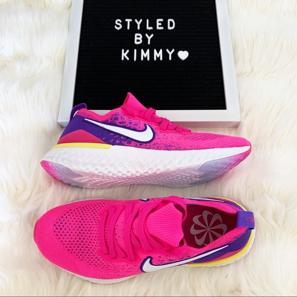 🌸 NIKE Epic React Flyknits Running Shoes Sneakers - Picture 2 of 5